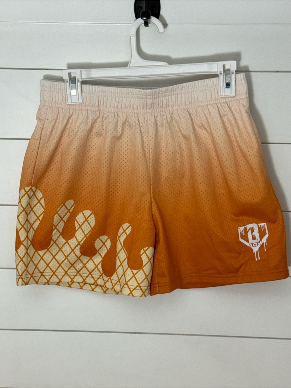 Kids Orange Ombre Athletic Shorts with White Graphic - Picture 4 of 8